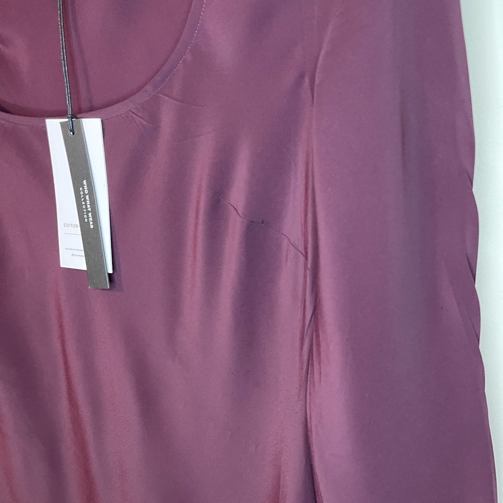 NWT Florence Long-Sleeve Washed Silk-Blend MIDI Dress Size XS by Who What Wear - Picture 6 of 10